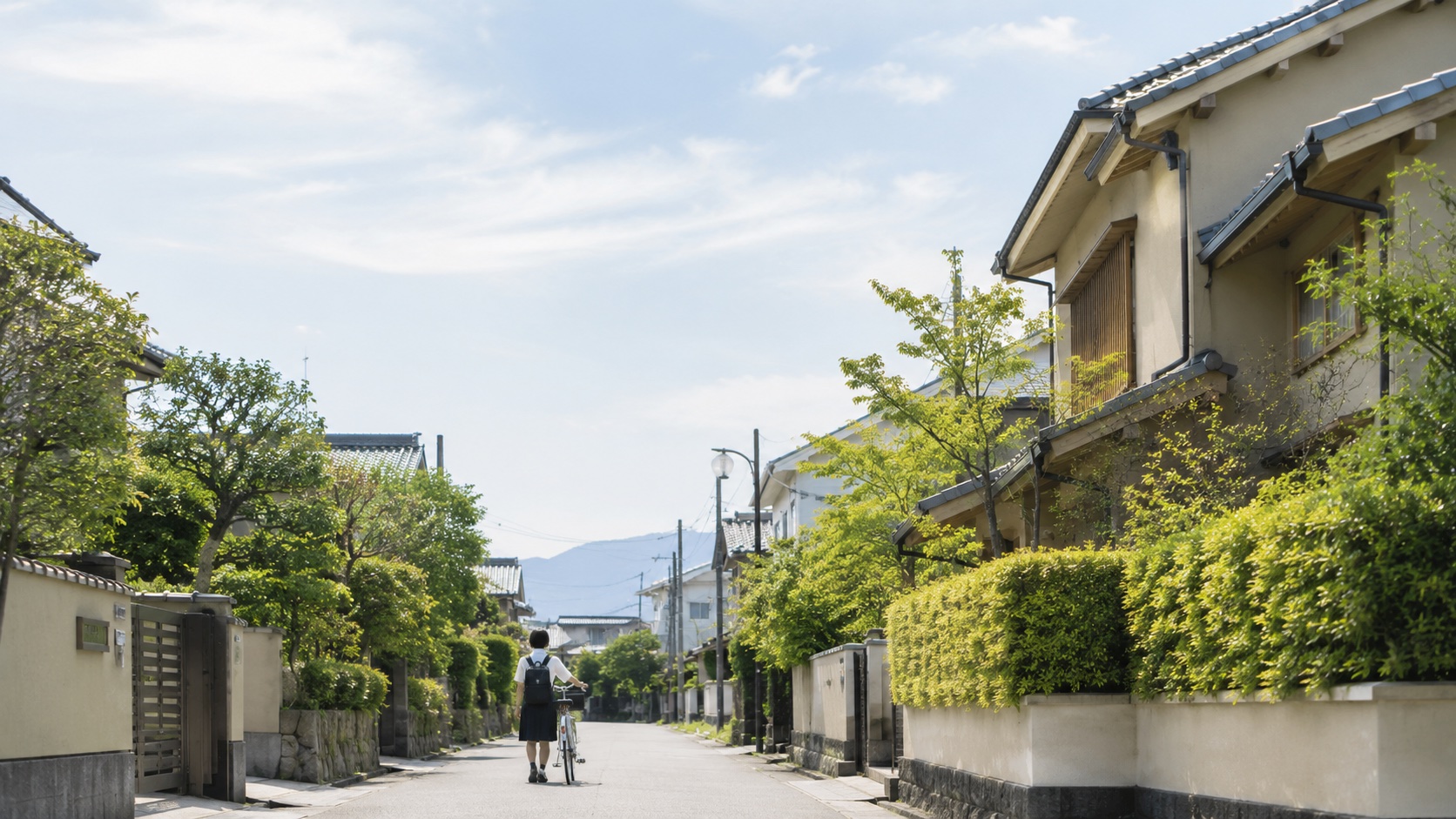 朝の住宅街を訪問へ向かう様子（イメージ）
